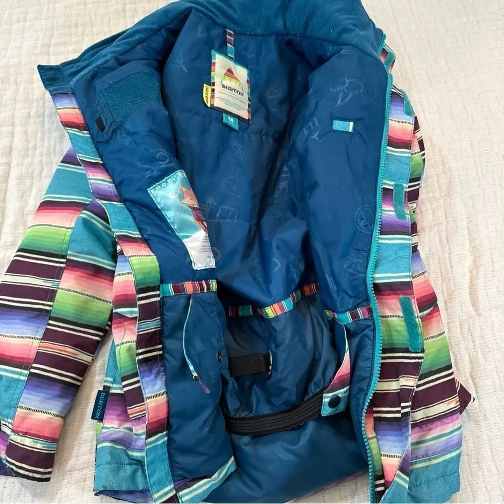 Burton Elstar Dry Ride Girl’s Medium Color Block Ski Snowboard Jacket Rainbow